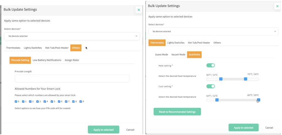 Hostfully devices bulk settings